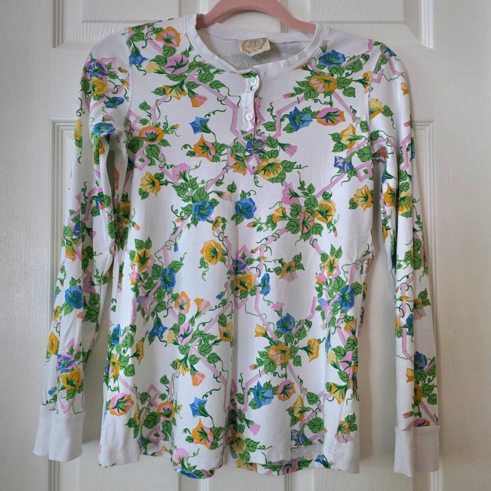 The Beaufort Bonnet Company Long-sleeved Floral Henley Pajama Top size XS